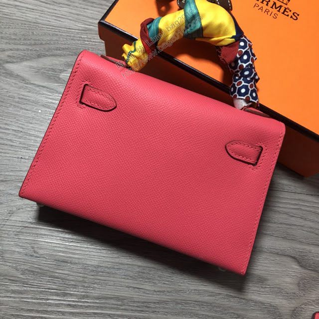 Hermes女包 愛馬仕kelly2代 Epsom金銀扣 全手縫 Hermes新款Mini kelly女包  am1823